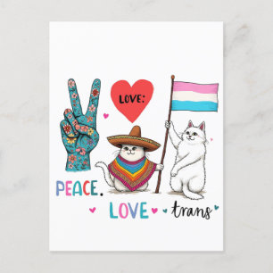 Cartão Postal De Festividades Paz Amor e Trans LGBTQ Transexual