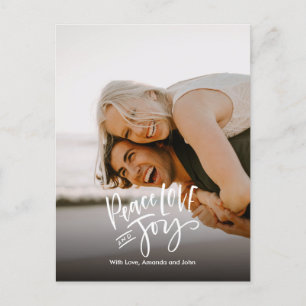 Cartão Postal De Festividades Paz amor Joy   Foto de Cheio Mão Moderna com Letra