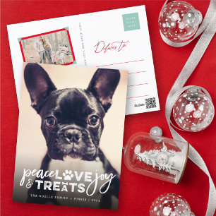 Cartão Postal De Festividades Paz Amor Joy Tenta O Cachorro Ao Longo Foto Modern