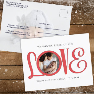 Cartão Postal De Festividades Paz de Natal Alegria e Amor Fofo Moderno Duas Foto