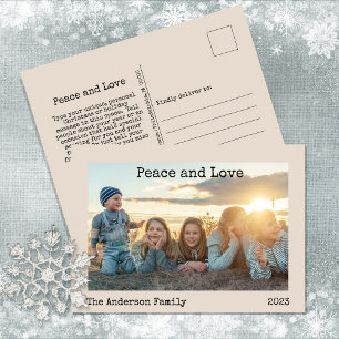 Cartão Postal De Festividades Paz e Amor Minimalista 3 Foto
