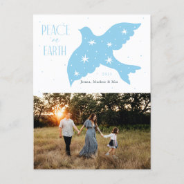 Cartão Postal De Festividades Paz na Design de Natal da Porta da Terra
