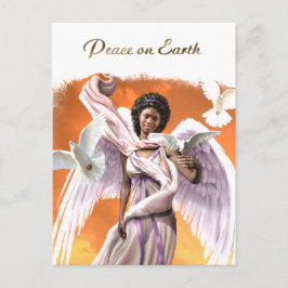 Cartão Postal De Festividades Paz na Terra. Afro-Americano Angel Christmas