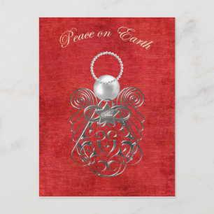 Cartão Postal De Festividades Paz na Terra - Anjo Natal da Paz - Vermelho