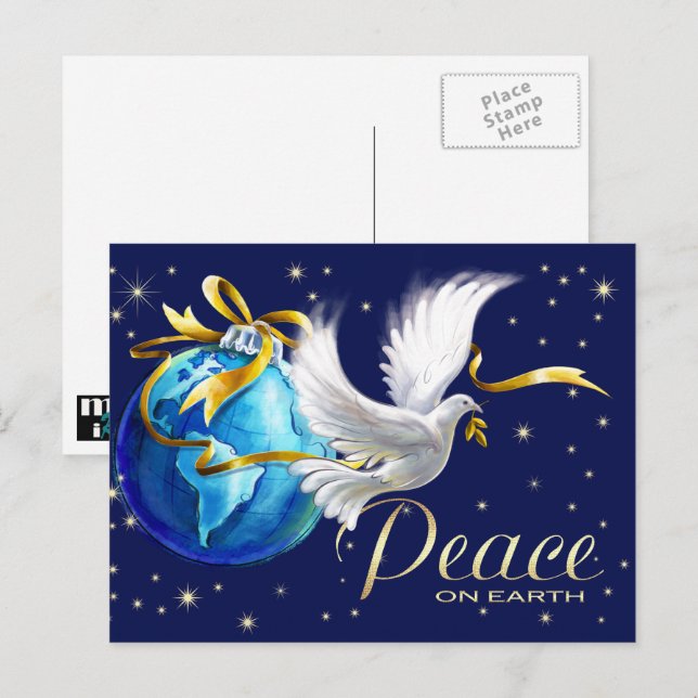 Cartão Postal De Festividades Paz na Terra. Páscoa Dove Natal (Frente/Verso)