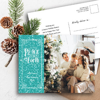 Cartão Postal De Festividades Paz na Terra Propagando o Natal do Glitter Azul