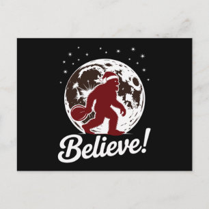Cartão Postal De Festividades Pé Grande Acredite Natal Chapéu do Papai Noel Lua