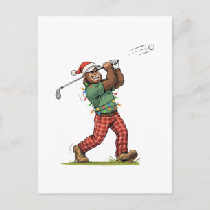 Cartão Postal De Festividades Pé Grande Sasquatch Golfe Natal 2026 Feriado