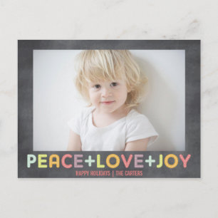 CARTÃO POSTAL DE FESTIVIDADES PEACE AMVE JOY CHALKBOARD FOTO