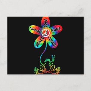 Cartão Postal De Festividades Peace Courage Love Hope Sapos Hippie