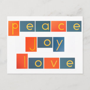 Cartão Postal De Festividades PEACE JOY LOVE Sandpaper Letters