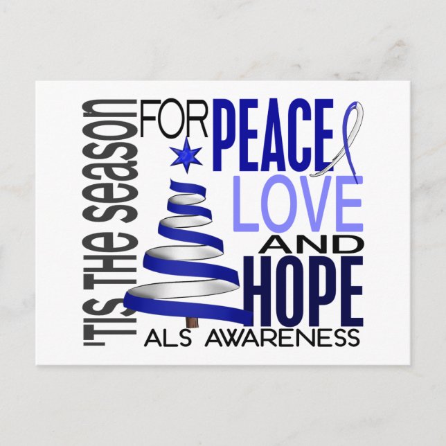 Cartão Postal De Festividades Peace Love Hope Christmas Holiday ALS (Frente)
