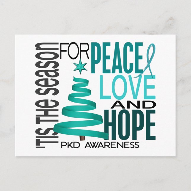 Cartão Postal De Festividades Peace Love Hope Christmas Holiday PKD (Frente)