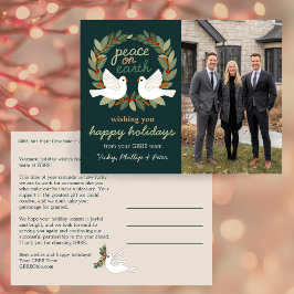 Cartão Postal De Festividades Peace on Earth Doves Business CUSTOM PHOTO 