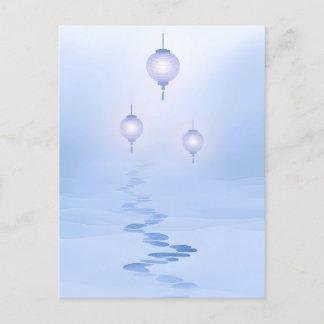 Cartão Postal De Festividades Pegadas de Zen Garden Journée