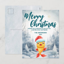 Peixe dourado engraçado Árvore de Natal alegre nev