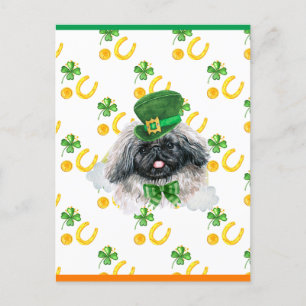 Cartão Postal De Festividades Pekingese Trevo Dia de São Patrício