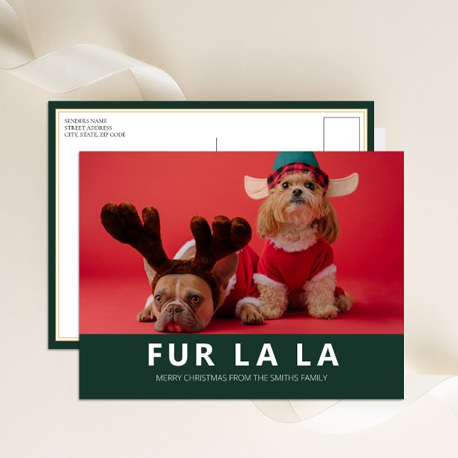 Cartão Postal De Festividades Pelo La Green Modern Foto de Natal Pet (Criador carregado)