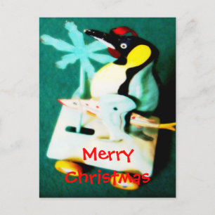 Cartão Postal De Festividades Penguin • Christmas Postcard