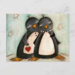 Cartão Postal De Festividades Penguin Love - Cartão-postal