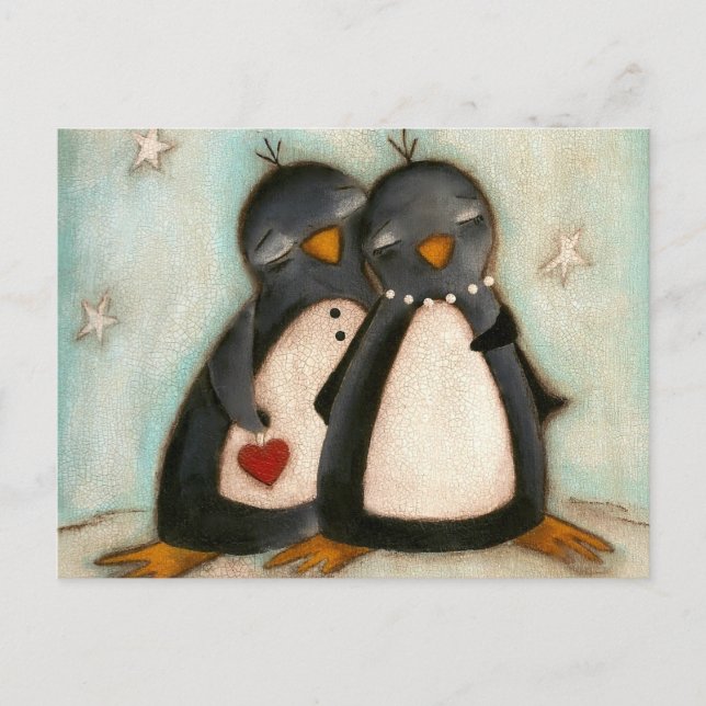 Cartão Postal De Festividades Penguin Love - Cartão-postal (Frente)