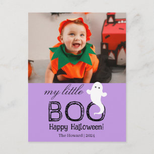 Cartão Postal De Festividades Pequeno Boo! Foto da Família Spooky Cute Halloween