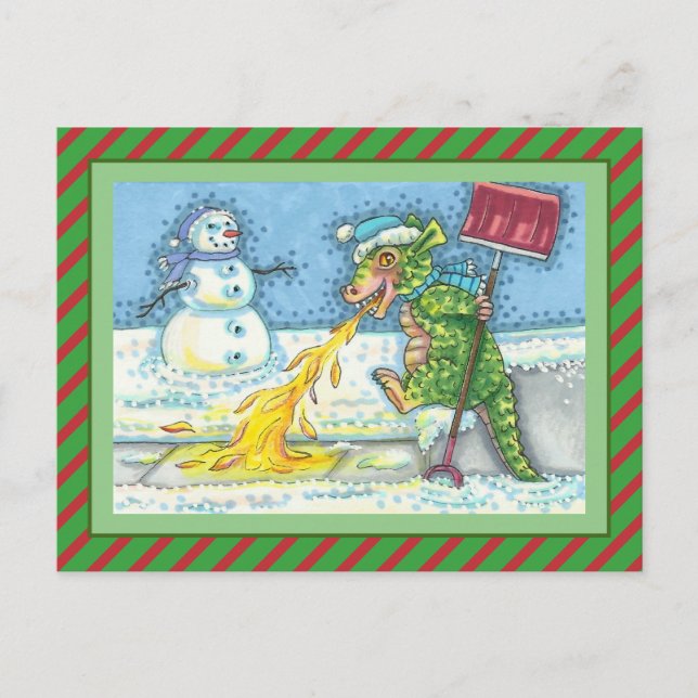 CARTÃO POSTAL DE FESTIVIDADES PEQUENO RECURSO DE DESENHO E MOSTRANDO NEVE, ENGRA (Frente)