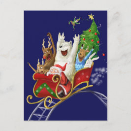 Cartão Postal De Festividades Pequeno trenó Papai Noel de tiragem digital