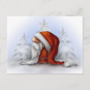 Cartão Postal De Festividades Pequenos Papais noeis na neve