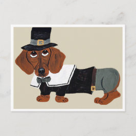 Cartão Postal De Festividades Peregrino de Ação de Graças Dachshund