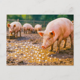 Cartão Postal De Festividades Pérolas Diante de Porcos na Caneta Lamacenta