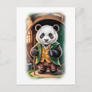Cartão Postal De Festividades Personagem de Filme Paródia de Panda Colorido e Di