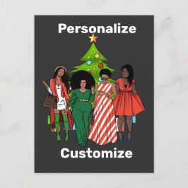 Cartão Postal De Festividades Personalização do Black Sista de Natal Melanin