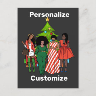 Cartão Postal De Festividades Personalização do Black Sista de Natal Melanin