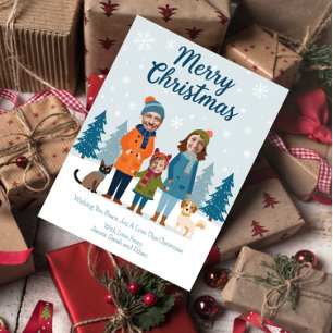Cartão Postal De Festividades Personalizada Família Enfrenta Foto Personalizada