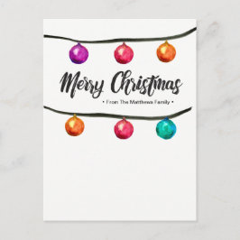 Cartão Postal De Festividades Personalizado, aguarela, Feliz Natal, bolas