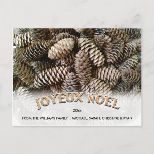 Cartão Postal De Festividades Personalizado de Cone de Pine de Natal de Noel de 