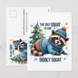 Cartão Postal De Festividades Personalizado Raccoon de Natal de Inverno Nome 