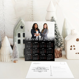 Cartão Postal De Festividades Personalizar Foto - Calendário Preto Mínimo para 2