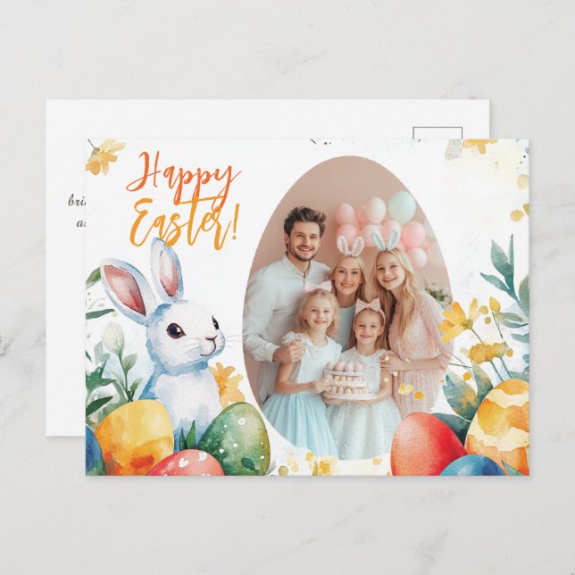 Cartão Postal De Festividades 🐇 personalizável coelho e ostravaganza (Frente/Verso)