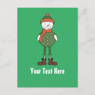 Cartão Postal De Festividades Personalize este Legal boneco de neve