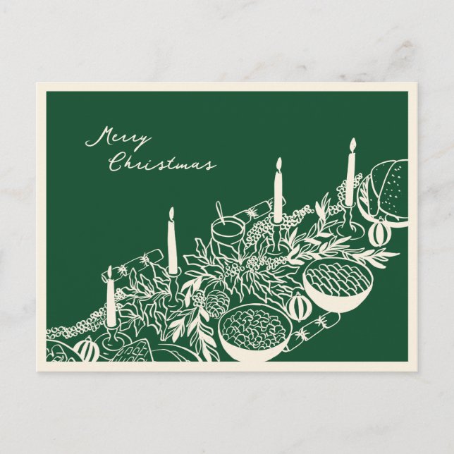 Cartão Postal De Festividades Personalized Merry Christmas Table Minimal Design (Frente)