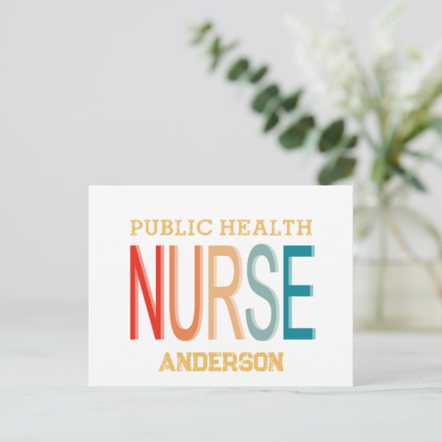 Cartão Postal De Festividades Personalized Public health nurse RN gifts (Em pé/Frente)