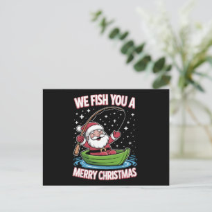 Cartão Postal De Festividades Pescador de Natal Pescado Legal Papai Noel