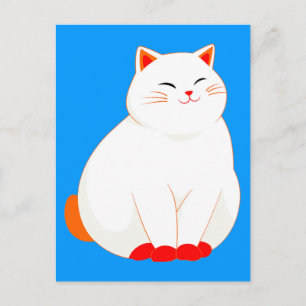 Cartão Postal De Festividades Pêssegos, o Gato Sorridente