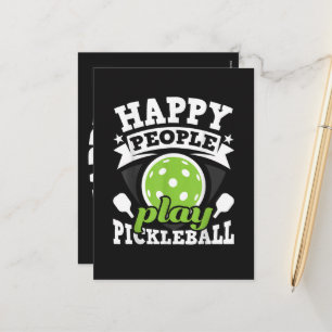 Cartão Postal De Festividades Pessoas Felizes Jogam Pickleball - Jogador de Padd