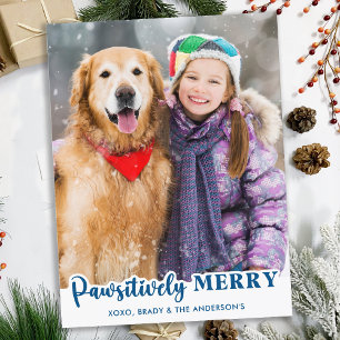 Cartão Postal De Festividades Pet Photo Blue Pawsitively Best Year Ever Dog