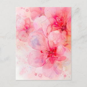 Cartão Postal De Festividades Petal Elegância Cor-de-Água Rosa