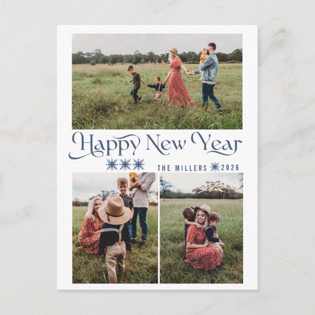 Cartão Postal De Festividades Photo Collage Happy New Year Holiday Postcards (Frente)