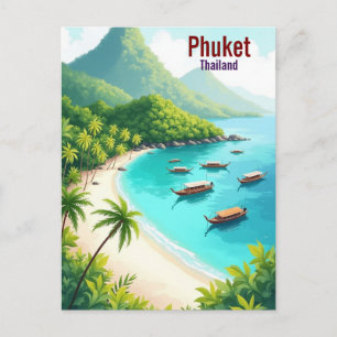 Cartão Postal De Festividades Phuket Tailândia Viagem Artística aquarela